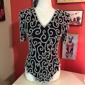 Vintage Black and White Beaded Top